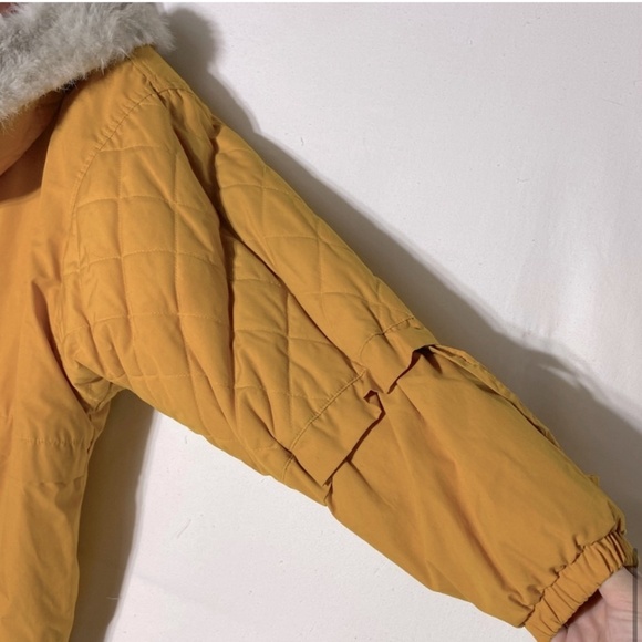 Vintage 90s Elements Mustard Yellow Coat With Removable Hood M - Picture 12 of 16